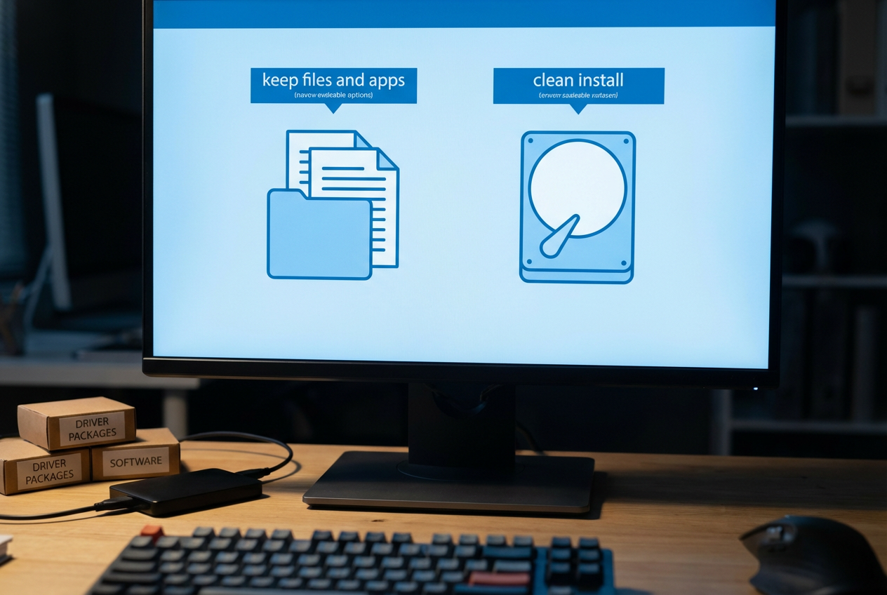 Pick your route: in-place upgrade that keeps your stuff, or a clean install that keeps your sanity